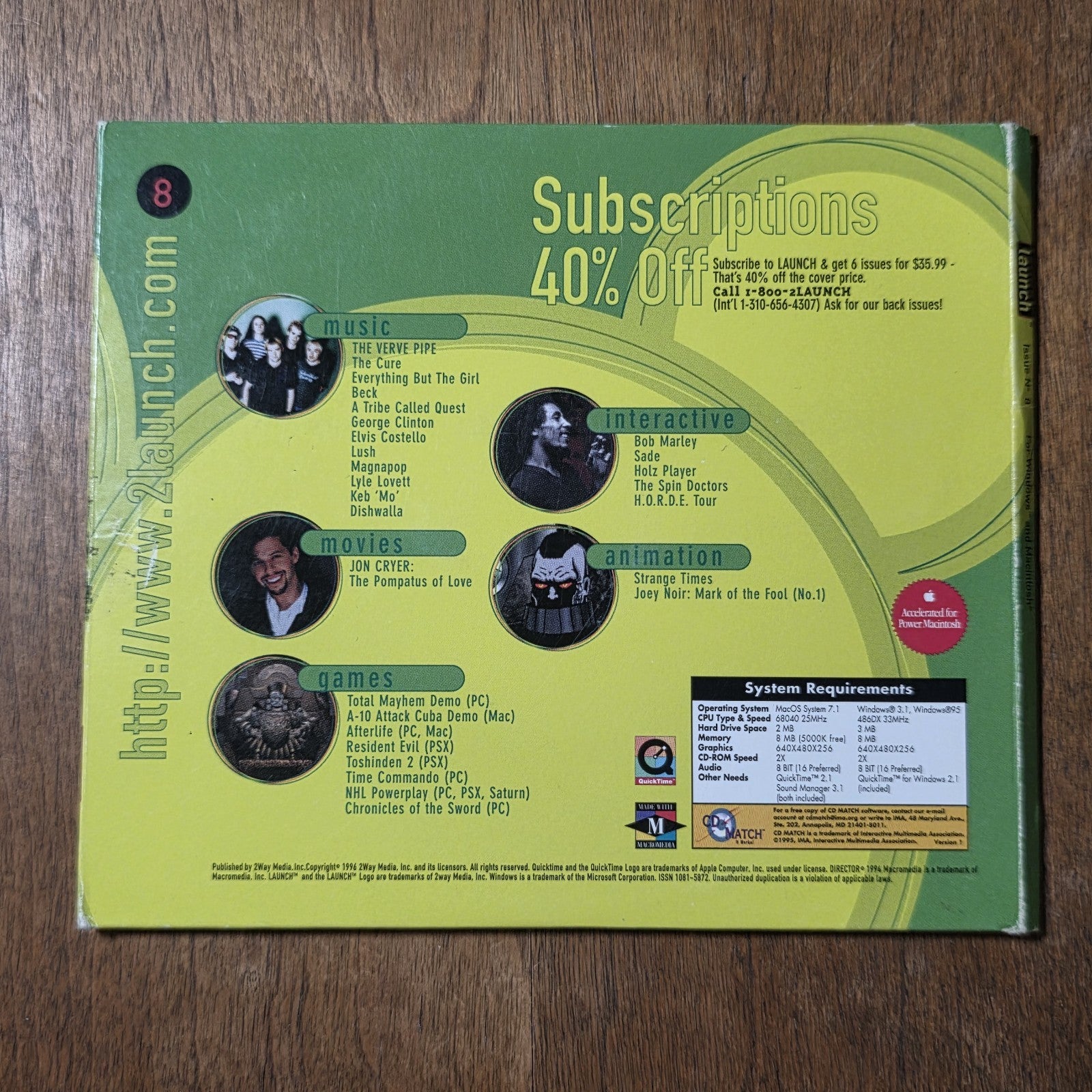 Soundgarden & The Verve Pipe - Launch CD-ROM Magazine 1996 Interactive Rock