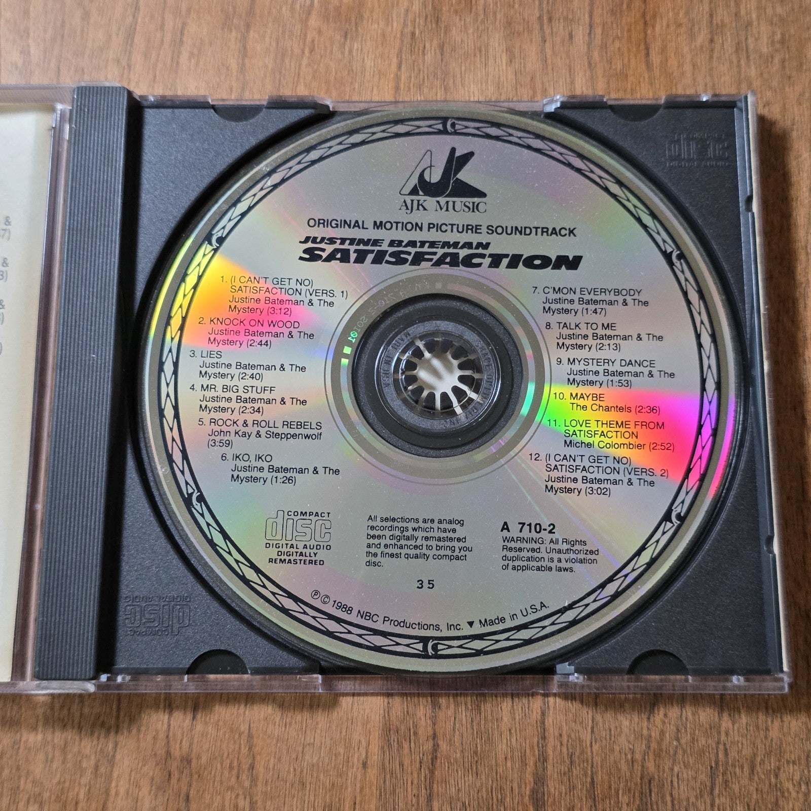 Satisfaction CD Movie Motion Picture Soundtrack 1988 Justine Bateman Rare HTF