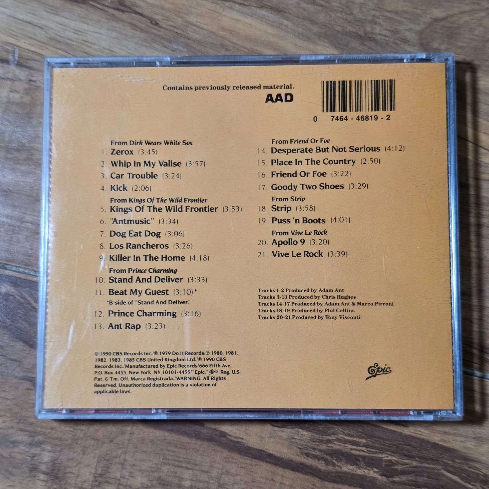 Adam Ant - Antics In The Forbidden Zone CD 1990 Epic New Wave Punk