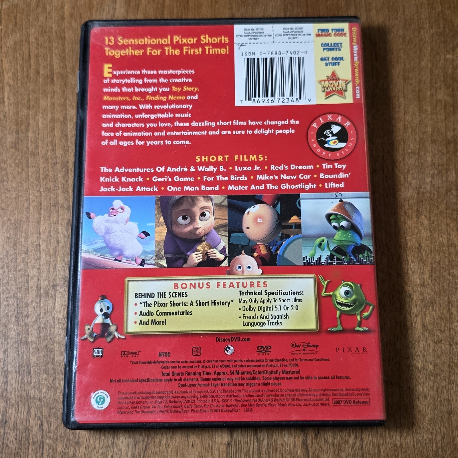 Pixar Short Films Collection - Volume 1 DVD 2007 Animation Disney