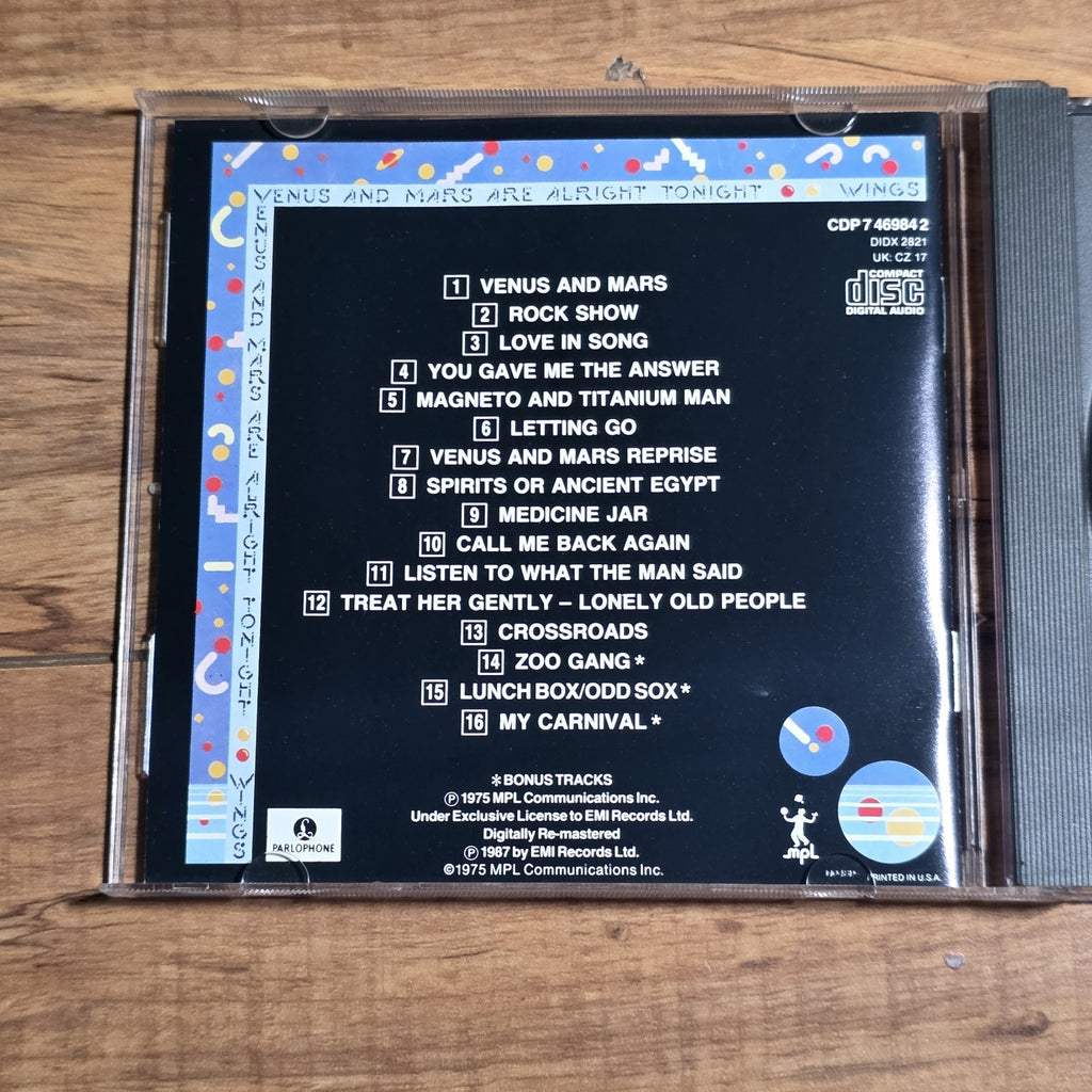 Wings - Venus And Mars CD Album Parlophone CDP 7 46984 2 Rock Rare HTF