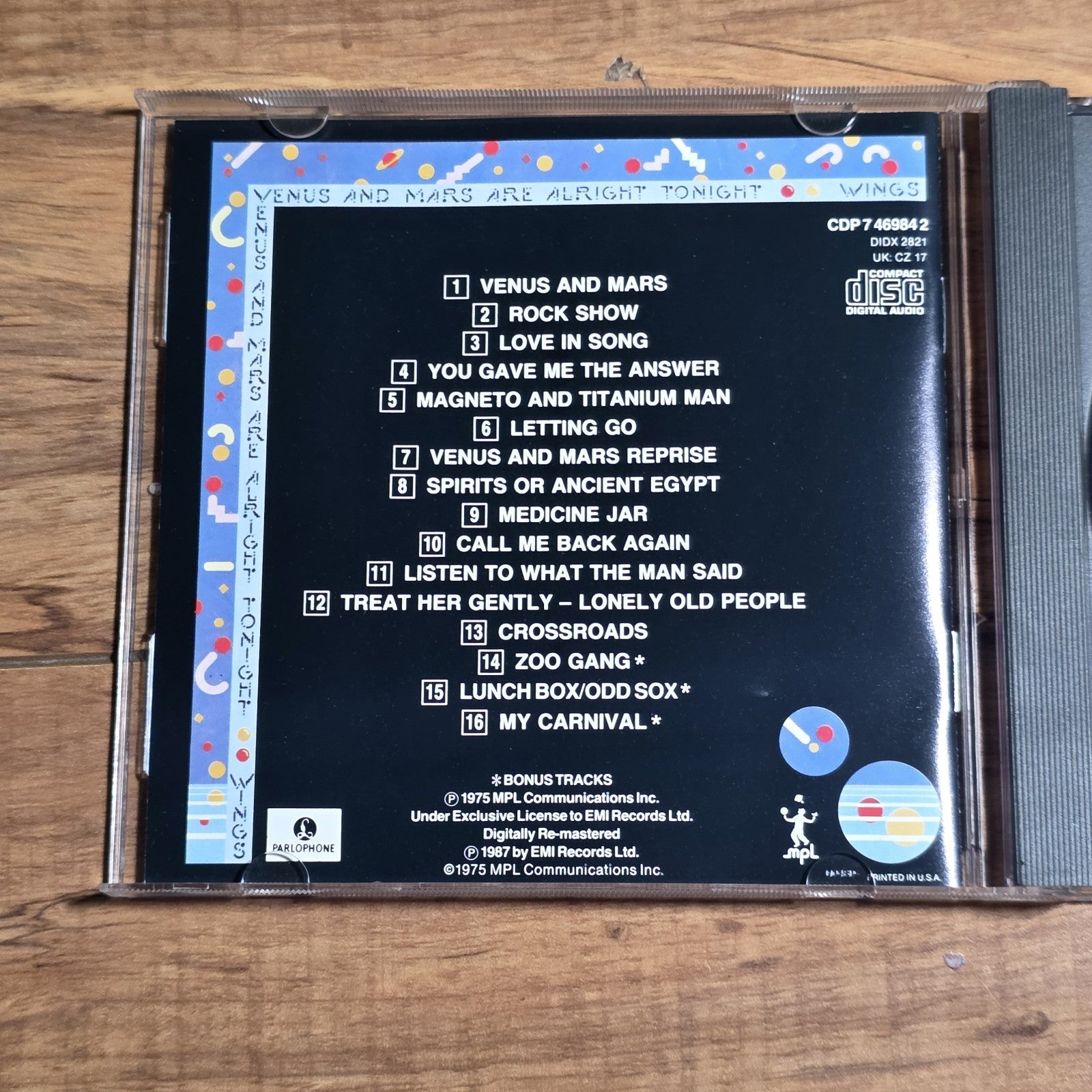 Wings - Venus And Mars CD Album Parlophone CDP 7 46984 2 Rock Rare HTF