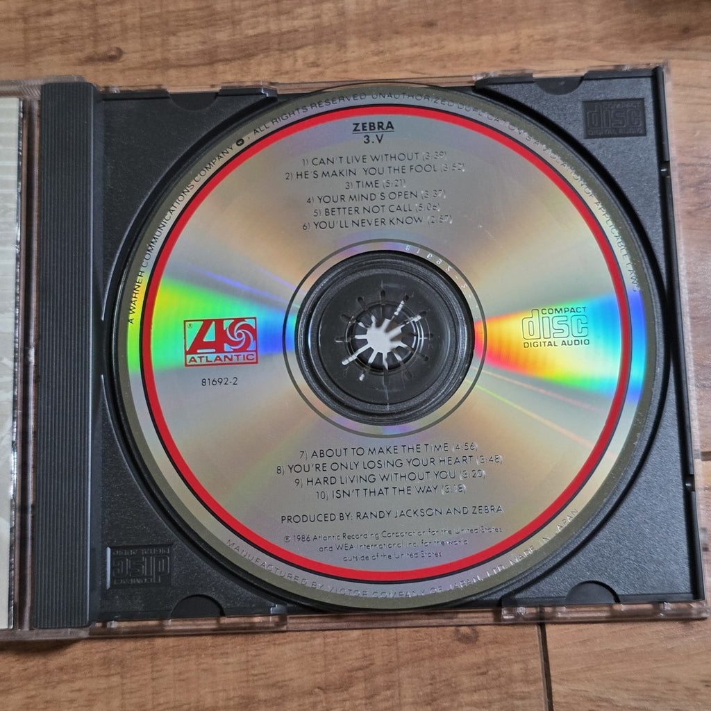 Zebra - 3.V CD Album 1986 Hard Rock Atlantic Japan Import Rare HTF