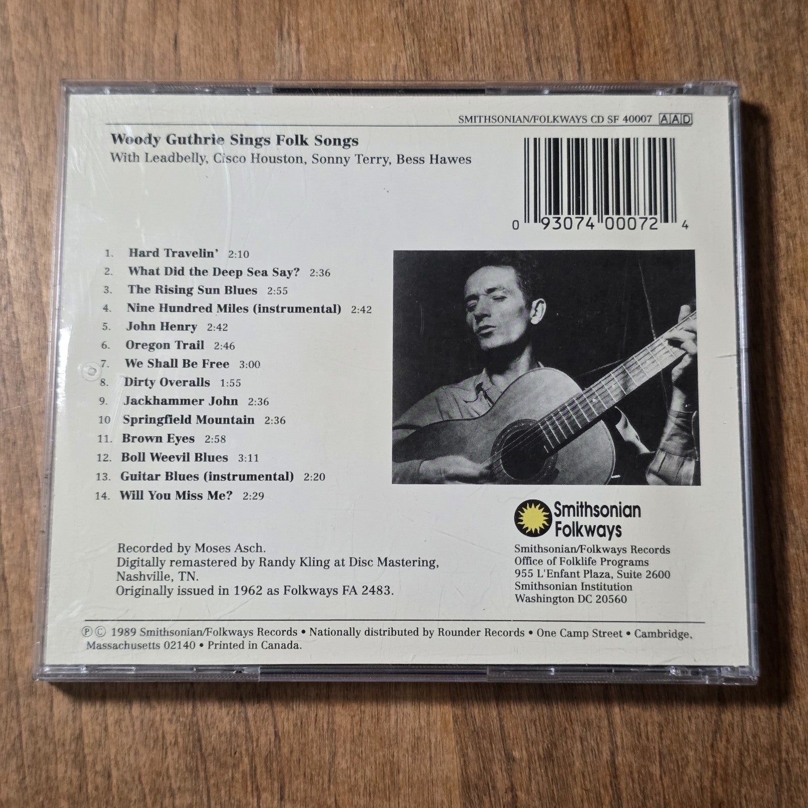 Woody Guthrie - Sings Folk Songs CD Album 1989 Folk
