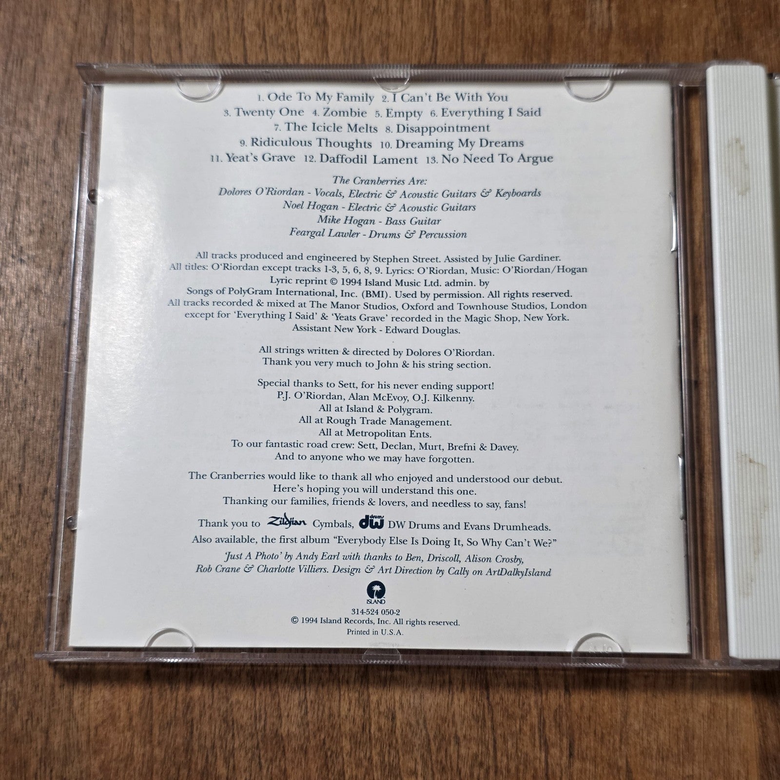 The Cranberries - No Need to Argue CD Album 1994 Alternative Rock