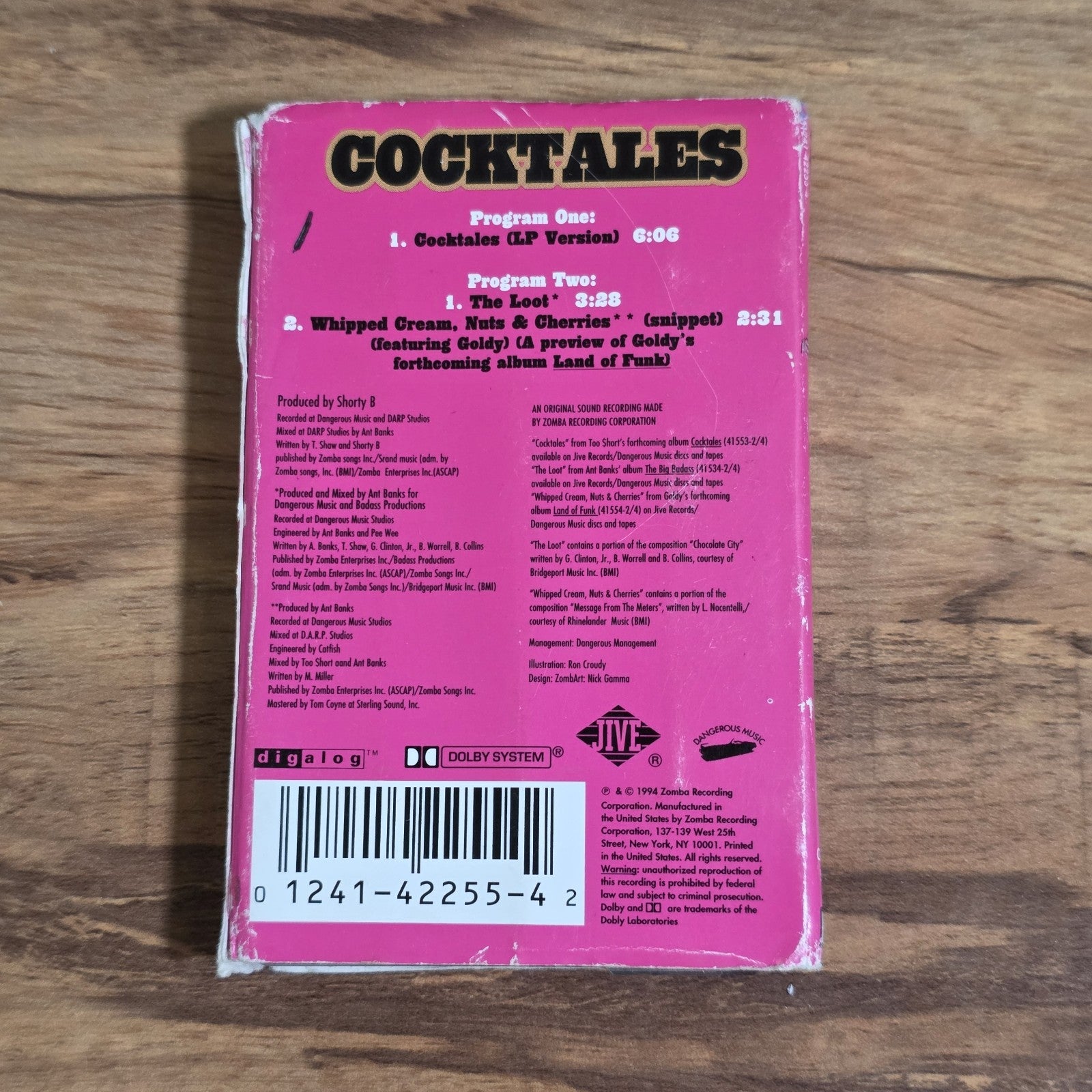 Too Short - Cocktales Cassette Single 1994 Hip Hop