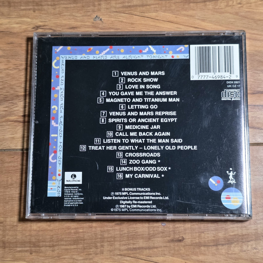 Wings - Venus And Mars CD Album Parlophone CDP 7 46984 2 Rock Rare HTF